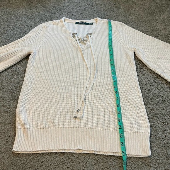 Lauren Ralph Lauren ivory knit lace up sweater women’s medium - Picture 10 of 10